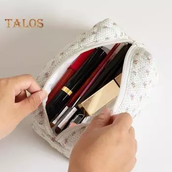 Косметичка с цветочным принтом, застежка-молния, сумка для хранения кистей для макияжа, винтажный стиль, складной многоразовый органайзер для косметики, туалетные принадлежности и косметические инструменты E