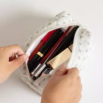 Косметичка с цветочным принтом, застежка-молния, сумка для хранения кистей для макияжа, складная, в винтажном стиле