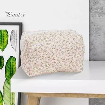 Косметичка с цветочным принтом, застежка-молния, сумка для хранения кистей для макияжа, многоразовый органайзер для косметики, сумка для туалетных принадлежностей и косметических инструментов синий