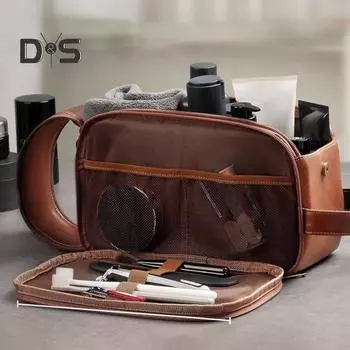 Косметичка с двойной молнией, водонепроницаемая, с несколькими отделениями, большой вместимостью, универсальный органайзер для туалетных принадлежностей для путешествий с ручкой