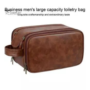 Косметичка с двойной молнией, водонепроницаемая, с несколькими отделениями, большой вместимостью, универсальный органайзер для туалетных принадлежностей для путешествий с ручкой