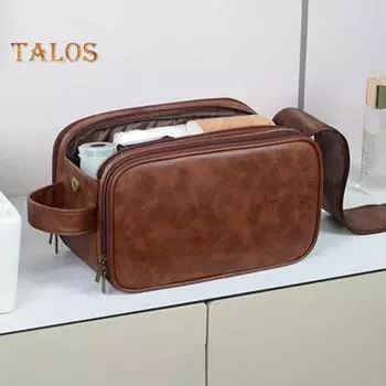 Косметичка с двойной молнией, водонепроницаемая, с несколькими отделениями, большой вместимостью, универсальный органайзер для туалетных принадлежностей для путешествий с ручкой