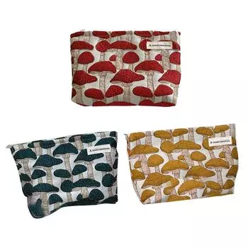 Косметичка с грибным принтом, многофункциональная женская косметичка для туалетных принадлежностей большой вместимости на молнии, портативные праздничные аксессуары красный