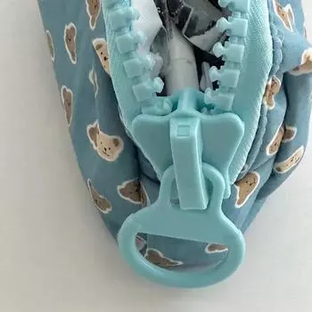 Косметичка с изображением медведя из мультфильма, женская зимняя косметичка, органайзер с большой молнией, канцелярская сумка, пенал, подарок 2024 года