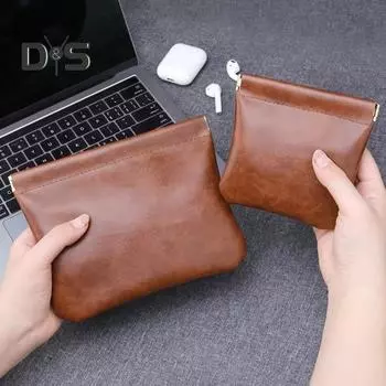 Косметичка с магнитной застежкой, водонепроницаемая, компактного размера, портативная сумка для хранения помады и наушников, многофункциональный органайзер S коричневый