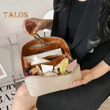 Косметичка с ручкой, блестящая поверхность, съемный дизайн, застежка-молния, большая вместимость, водонепроницаемая дорожная косметичка для кистей по уходу за кожей чёрный