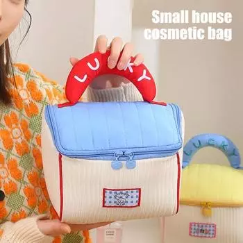 Косметичка с ручкой, большая вместимость, застежка-молния, водонепроницаемая косметичка, эстетичная дорожная сумка для туалетных принадлежностей синий