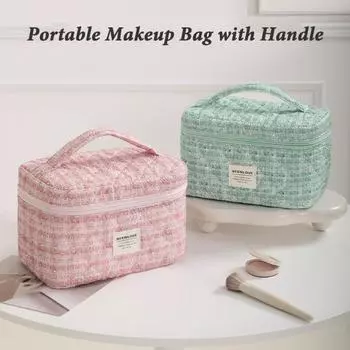 Косметичка с сетчатым карманом для хранения кистей для макияжа, большая вместимость, застежка-молния, туалетные принадлежности зелёный