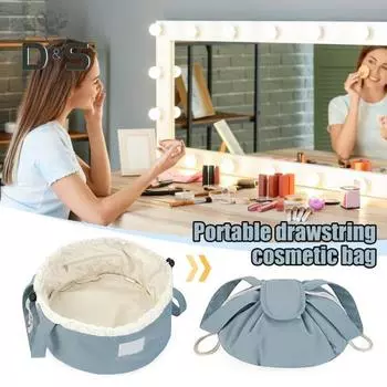 Косметичка с внутренним карманом на молнии, подкладкой, большой вместимостью, завязывается на шнурок, застегивается на ленту, водоотталкивающая кисточка для макияжа, помада Stoarge розовый