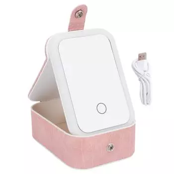 Косметичка с зеркалом со светодиодной подсветкой, портативный внутренний разделенный органайзер для косметики для путешествий