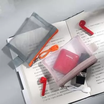 Косметичка Сетчатая Сумка на Молнии Сумка Для Хранения Смен Прозрачная Сетчатая Сумка Мини Кошелек Для Женщин На Открытом Воздухе серый