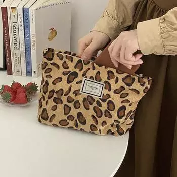 Косметичка складная, компактная, моющаяся, современный женский портативный леопардовый органайзер для макияжа, аксессуары для ванной комнаты розовый