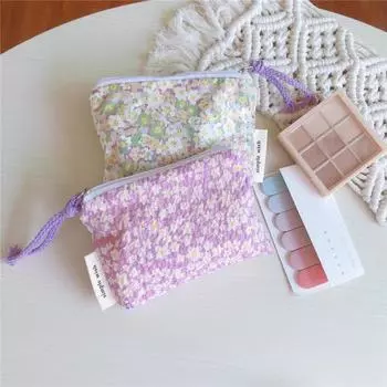 Косметичка складная застежка-молния цветочные узоры красивый ручной кошелек для монет для покупок B