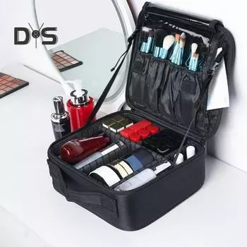 Косметичка со съемной разделительной пластиной Высокопрочная ручка Гладкая застежка-молния Водонепроницаемость Несколько отделений Классификация для хранения косметики розовый