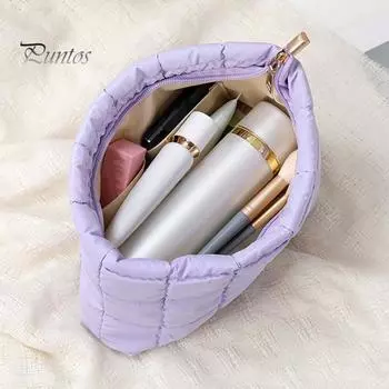 Косметичка стеганая с застежкой-молнией, сумка для хранения кистей для макияжа, складная, многоразовая, органайзер для косметики, сумка для туалетных принадлежностей и косметических инструментов A розовый