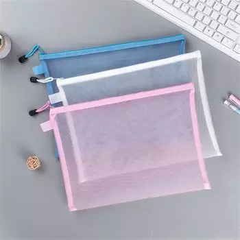 Косметичка Сумки для хранения Сумки Сетчатый чехол на молнии Сумка для документов Папки для файлов Карман на молнии Grey A6