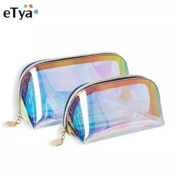 Косметичка утолщенная полукруглая косметичка из ТПУ с лазером, прозрачная водонепроницаемая красочная сумка для хранения ручек, аксессуары S