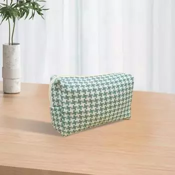 Косметичка в клетку, пыленепроницаемая, большая емкость, многоцелевая, холщовая, многоэтажная, для путешествий C