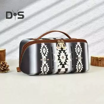 Косметичка в стиле бохо для женщин из искусственной кожи, повседневная косметичка с цветными блоками, органайзер для косметики для путешествий, ежедневного использования на выходных светло-фиолетовый