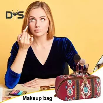 Косметичка в стиле бохо из искусственной кожи, цветной органайзер для макияжа, косметичка для туалетных принадлежностей для женщин, для путешествий, ежедневного использования красный