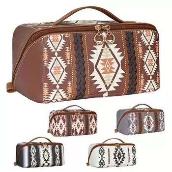 Косметичка в стиле бохо из искусственной кожи, цветной органайзер для макияжа, косметичка для туалетных принадлежностей для женщин, для путешествий, ежедневного использования