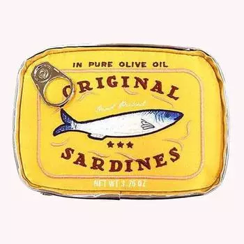 Косметичка в стиле консервированных сардин, симпатичная косметичка, креативная портативная модная многофункциональная мягкая сумка на молнии для отпуска на выходных жёлтый