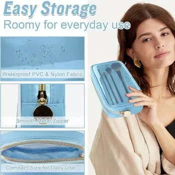 Косметичка, водонепроницаемая прозрачная косметичка, прочная гладкая сумка для туалетных принадлежностей на молнии для домашнего путешествия розовый
