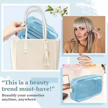 Косметичка, водонепроницаемая прозрачная косметичка, прочная гладкая сумка для туалетных принадлежностей на молнии для домашнего путешествия розовый