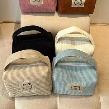 Косметички для женщин плюшевая милая сумочка летняя мягкая удобная большая вместительная модная сумка для женщин с ручкой чёрный