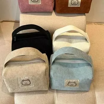 Косметички для женщин плюшевая милая сумочка летняя модная мягкая удобная большая вместительная модная сумка для женщин с ручкой чёрный