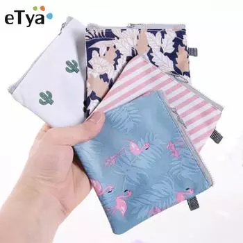 Косметички с цветочным принтом, повседневные салфетки, гигиенические футляры для хранения помады, женская маленькая косметичка, косметичка