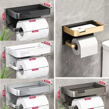 Космическая алюминиевая настенная стойка для рулонной бумаги с полкой для хранения, коробка для салфеток, держатель для туалетной бумаги