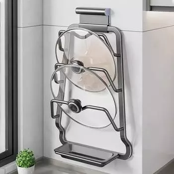 Космическая алюминиевая подставка для крышки кастрюли, кухонная подставка без перфоратора, многофункциональная подставка для разделочной доски, подставка для разделочной доски, подвеска для подставки для кастрюль чёрный