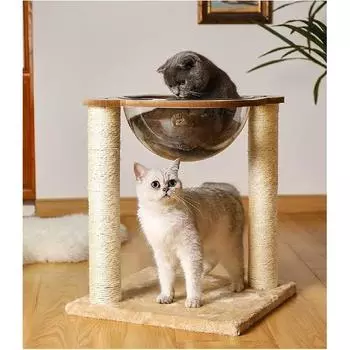 Космическая капсула для лазания кошек, кошачье гнездо, кошачье дерево, сизаль, когтеточка для кошек, вертикальная, один многофункциональный питомец 40x40x43cm