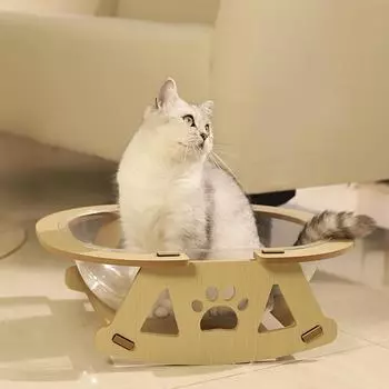 Космическая капсула, кровать для кошки, деревянная подставка, центр развлечений, товары для животных для кошки, котенка