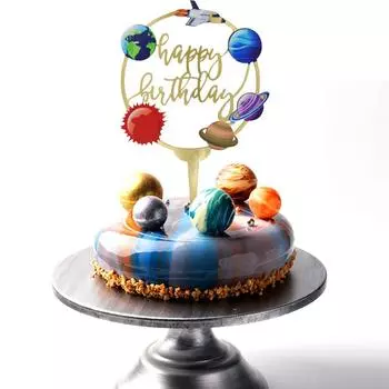 Космические С Днем Рождения Акриловые Детские Флажки Для Выпечки Инструменты Для Украшения Торта Украшения Для Торта Товары Для Вечеринок Outer Space