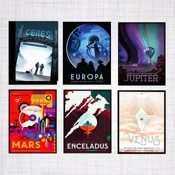 Космические универсальные постеры с Марсом и гравюра серии «Будущее», картина маслом, настенная гостиная, украшение для дома, искусство 21cm30cm NoFrame