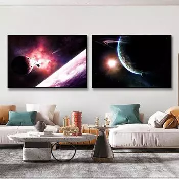 Космические звезды и планеты, пейзаж, холст, живопись, космические постеры и принты, Галактика, звездное небо, настенные художественные картинки для гостиной