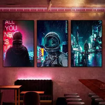 Космический астронавт, холст, печать плакатов, современное настенное художественное изображение для гостиной, украшение дома, Cuadros 21X30cm No Frame