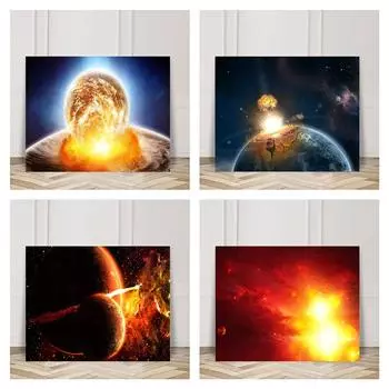 Космический космический постер с планетой Земля, домашний декор, настенные художественные фотографии, планетарный взрыв, Солнечная система, холст, живопись, современный домашний декор 21cm30cm NoFrame