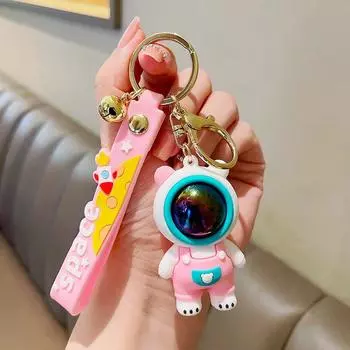 Космический Очаровательный Мишка Брелок Силиконовый Подвеска Для Детей Пар Друзей И розовый