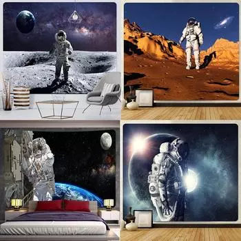 Космический воин украшение дома искусство гобелен настенный психоделический сюжет большой размер 100x75cm