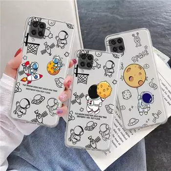 Космонавты Космонавт Милый Прозрачный Чехол Для Samsung Galaxy A52 A12 A51 A32 A21s A71 A32 A22 50 A70 A31 A72 5G Чехол Для Телефона Samsung A71 5G