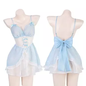Косплей Аниме Сексуальный Эротический Принцесса Милый Голубой Костюм Горничной Бэбидолл Линжери Эротическое Искушение Экстремальное Нижнее Белье Моэ Рюши Милое Линжери Майка