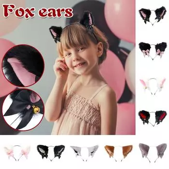 Косплей Девушка Плюшевые Пушистые Кошачьи Уши Головной Убор Аксессуар Опора Для Вечеринки Cam Girl разноцветный