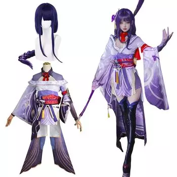 Косплей генерала Райдена с париком Баал Геншин Косплей Костюм Взрослый Костюм Культурный Фестиваль Событие Костюм Сценическая Одежда Баал Косплей Райдена с