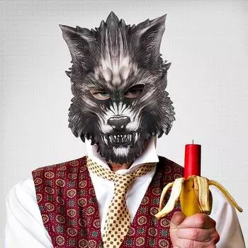 Косплей Хэллоуин Карнавал Реквизит Вечеринка Маскарад EVA Половина Лица Животное Черный Волк Маска One size