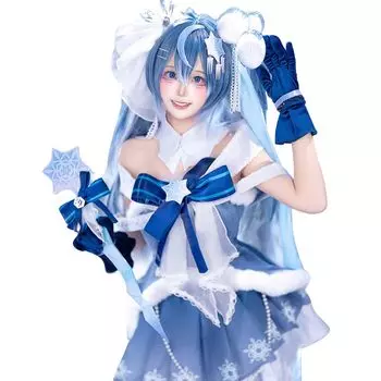 Косплей Хатсунэ Мику Хэллоуин SNOW MIKU 2025 [Milky Time] синий