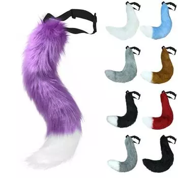 Косплей хвост животного реквизит аксессуары имитация плюшевого хвоста животного One Size чёрный