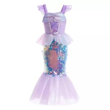 Косплей-костюм для девочек в стиле Русалочки, платье-идеально подходит для косплея русалки, нарядное платье русалки на день рождения, От 3 до 10 лет 100 фиолетовый
